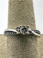 Lady's Diamond Solitaire Ring 17 Diamonds .53 Carat T.W. 14K White Gold 3.95g